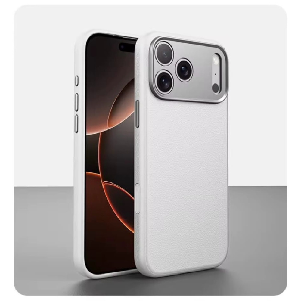 White Textured iPhone 17 Pro Max Case with Raised Lens Protector